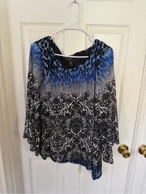 Alfani Animal print/paisley print mesh top